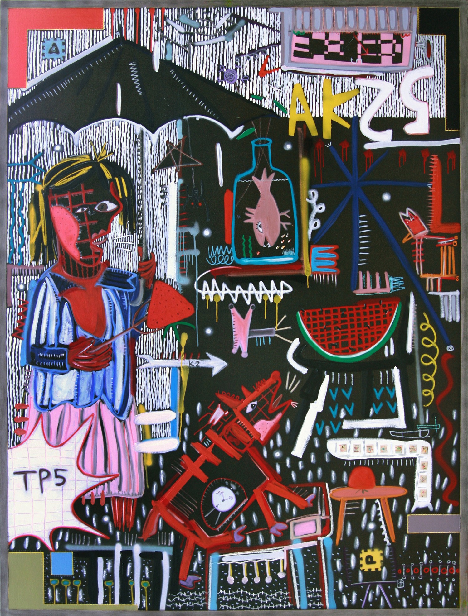 Choi Woolga, 2005-2011 XP Black _ are you there_ oil on canvas 181x256cm (seoul)