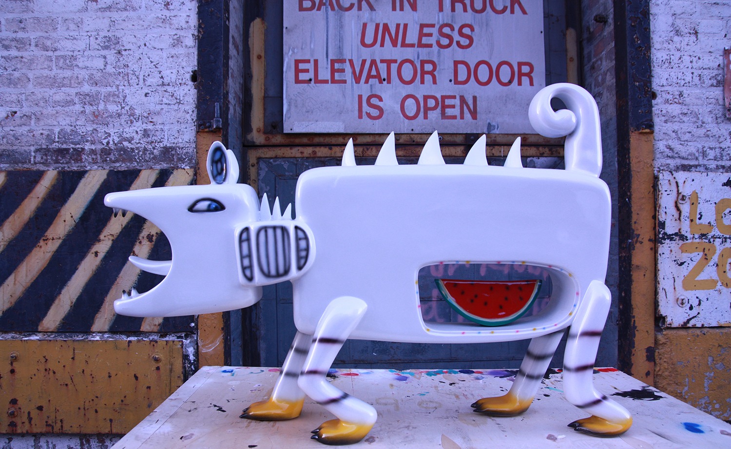 Choi Woolga, 2008  White Wolf series 165x 110x 48cm mixed a painting on FRP