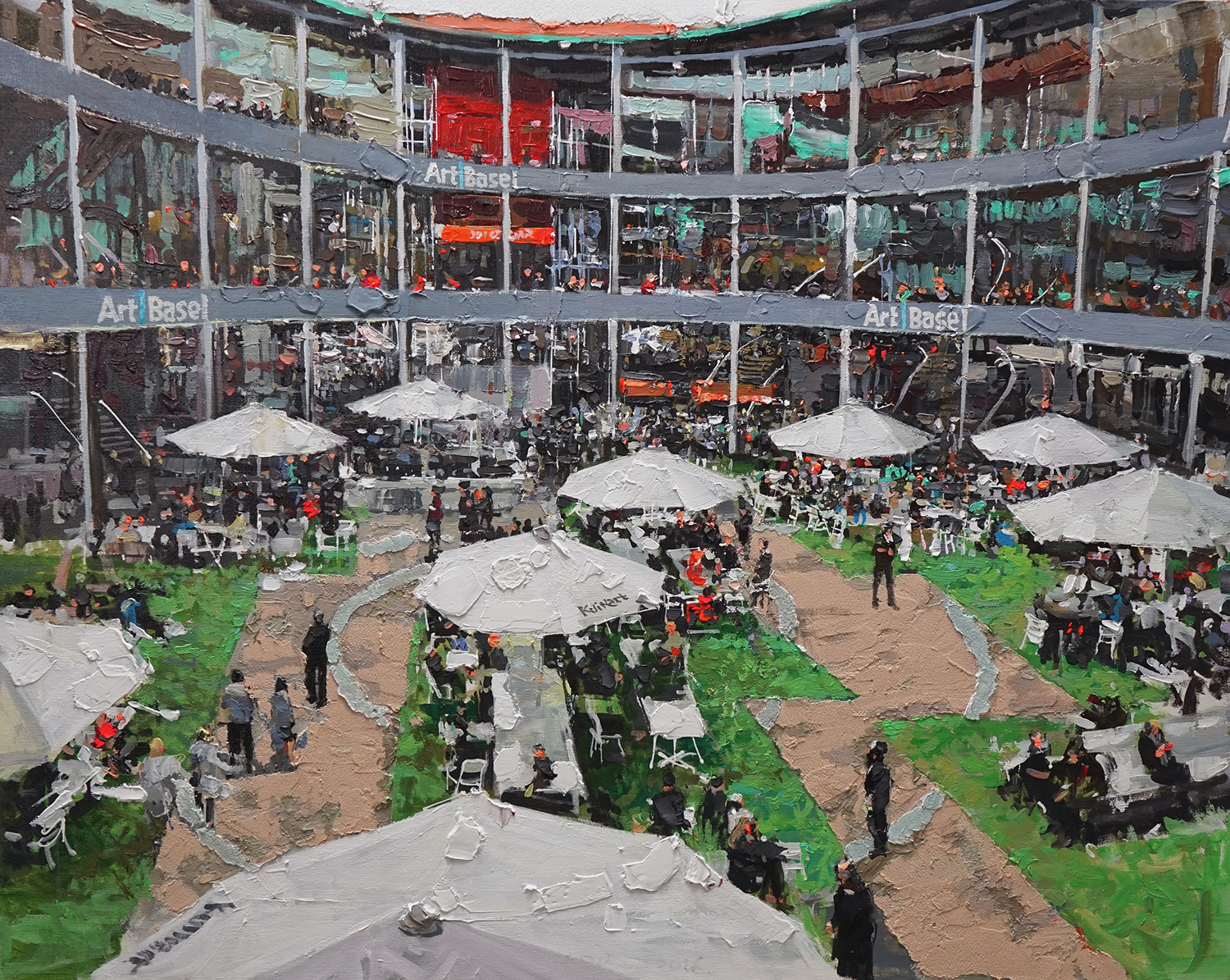 Lee Ikryeol, People in Art Basel, acrylic & mixed media, 90.9x72.7cm, 2018