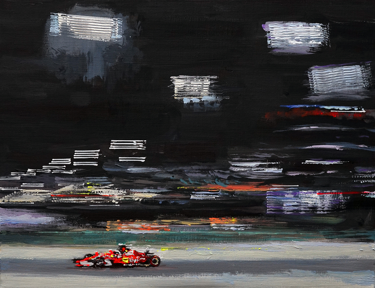 Lee Ikryeol, Singapore GP, acrylic on canvas, 53cmX 45.5cm, 2018