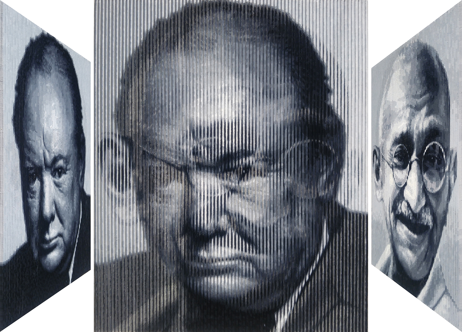Lee Youngha, Winston Churchill & Gandhi, 50x60.6cm, oil on canvas, 2018