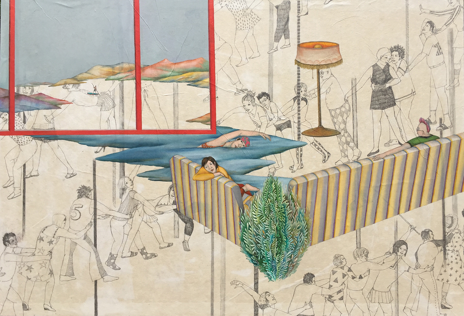 Oh Young, remain a mere onlooker, 73x50cm, oil, pencil on paper, 2018
