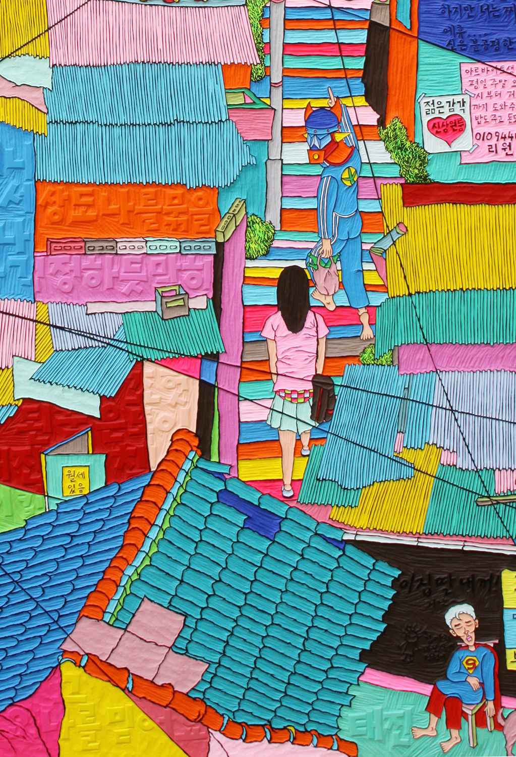 Seong Taejin, I have a dream, acrylic_and_ink_on_embossedwoodpanel_122x80cm, 2016