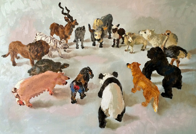Miteinander II_45x65cm_린넨천에 유채_2014