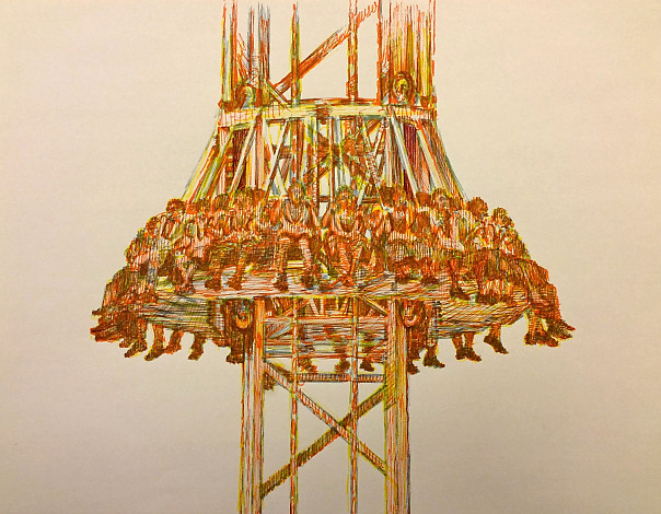 Freefall-Tower_18x24cm_종이에 파인라이너_2013