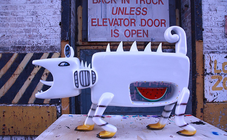 Choi Woolga, 2008  White Wolf series 165x 110x 48cm mixed a painting on FRP