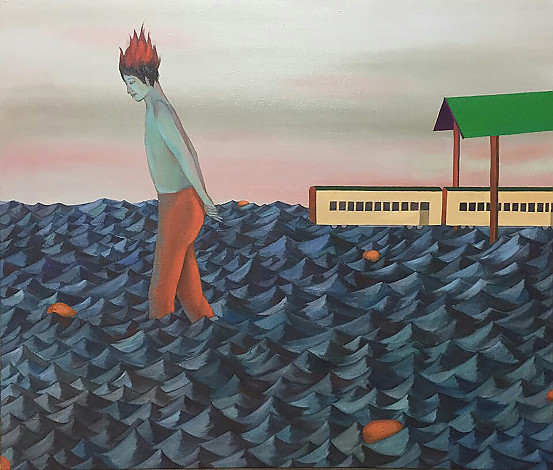 Oh Young, 산책 strolling, 53x45.5cm, oil on canvas, 2017m