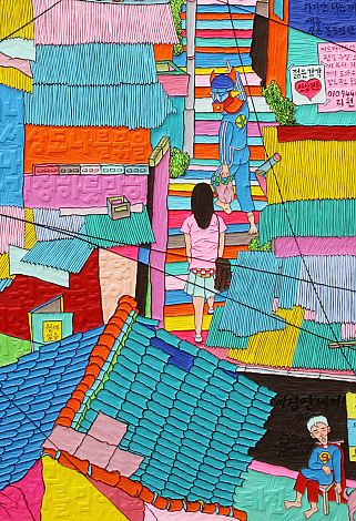 Seong Taejin, I have a dream, acrylic_and_ink_on_embossedwoodpanel_122x80cm, 2016