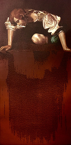Kim JunHyung, Reverse-yourself, 100x50cm, ink pen, oil on canvas, 2015, 28,000HKD